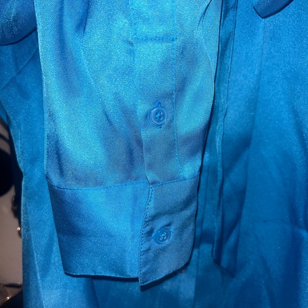 Ann Taylor Satin Blue Blouse - Picture 5 of 7
